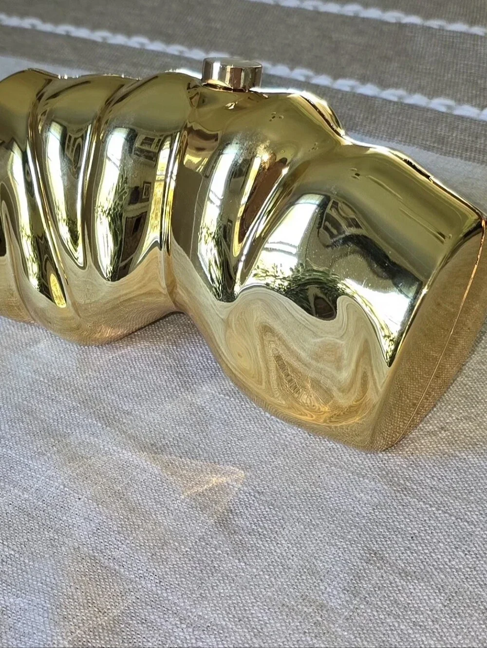 Fashion Acrylic Gold Scrunch Handbag Reflective Metallic Shoulder Purse